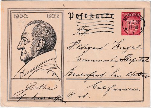 DR - 15 Pfg. 100. Todestag Goethe Sonderganzsache n. USA München 1932