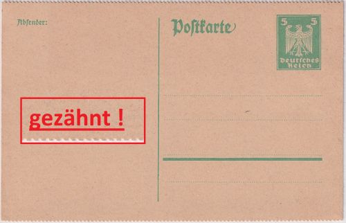 DR - 5 Pfg. Adler Ganzsache oben/unten gezähnt ungebraucht