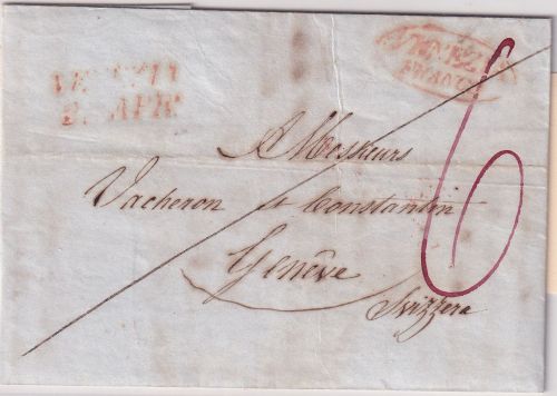 Österreich/Venetien Venezia Franco Oval-Stpl. Grenzfrankobrief i.d. SCHWEIZ 1841