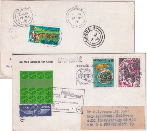 Monaco - Lufthansa Erstflug Frankfurt a/M - Lagos Zuleitungspost 1976