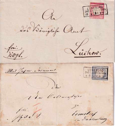 DR - Lüneburg Zweigexpedition Ra3 2 Belege (Brief + Insinuationdokument) 1872/73