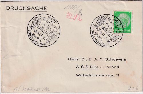 DR - Imst Tirol Schemenlauf 1941 Handwerbestempel Drucksache n. HOLLAND