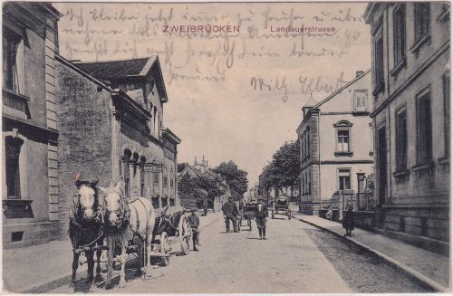 Bayern/Pfalz - Zweibrücken Landauerstraße sw-AK gelaufen 1907