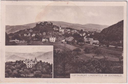 Hessen - Lindenfels i. Odenwald sw-Mehrbild-AK Ort/Villa gelaufen 1918