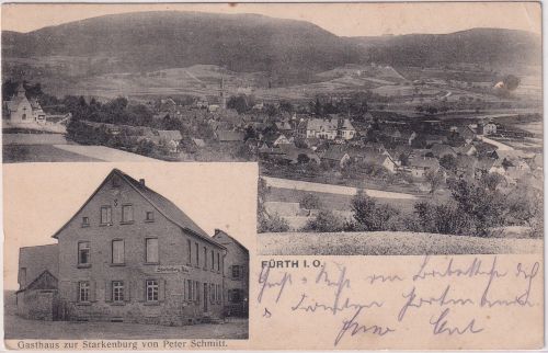 Hessen - Fürth i. Odenwald sw-Mehrbild-AK Ort/Gasthaus gelaufen Bahnpost 1907