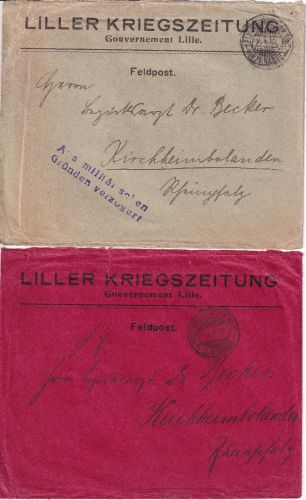 Et. West - Liller Kriegszeitung 2 Vordruckkuverts/Feldpost Fp.Stat.No.3 6. Armee