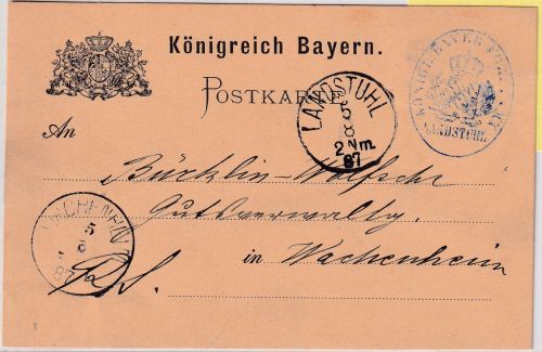 Bayern - Landstuhl 1887 Regierungssache (Forstamt)/Karte n. Wachenheim