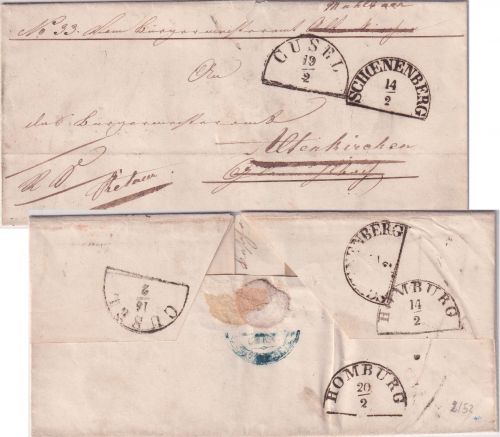 Bayern - Schoenenberg 14/2 Dienstbrief n. Glanmühlnach "Wendebrief" 1853