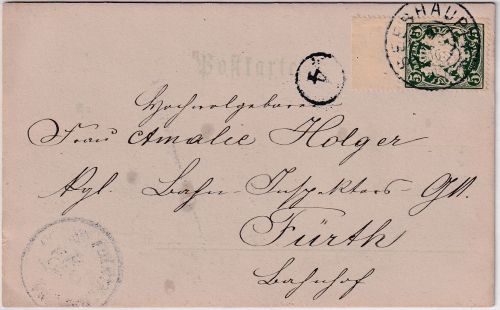 Bayern - 5 Pfg. Bayern Wappen Oberrand priv. Foto-AK Seeshaupt - Fürth 1900