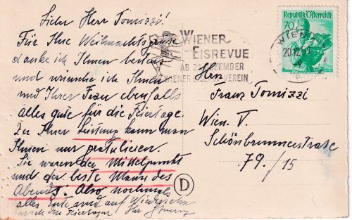 Österreich - Wien 1951 Eisrevue Winer Eislauf-Verein Masch.werbestpl. Ortskarte