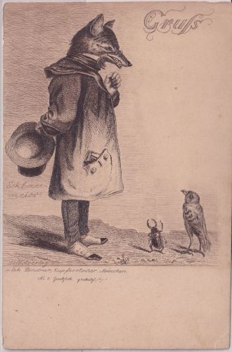 Bayern - München "Schlaumeier" Lindner Kupferstich-AK No.5 ungelaufen ca. 1890