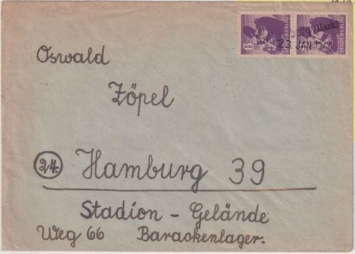 Berlin/Brandenburg - 2x6 Pfg Bären Brief Aushilfs-L2 Falkenberg (Mark) 23.JAN 46