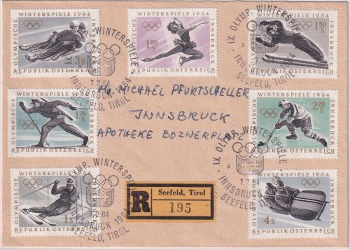 Österreich - Olympiade Winterspiele 1964 Satzbrief/Einschreiben SST Seefeld
