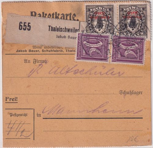 DR-Infla - 2x2 1/2 M By-Abschied/DR u.a. Paketkarte/Selbstbucher Thaleischweiler