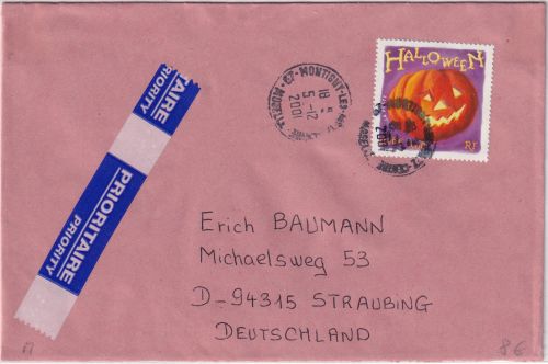 Frankreich - 3 Fr./0,46€ Halloween "Priority"-Brief Montigny-les-Metz 2001