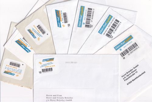 BRD/Privatpost - Main Post Logistik Würzburg 9 Briefe versch. Privatpostlabel