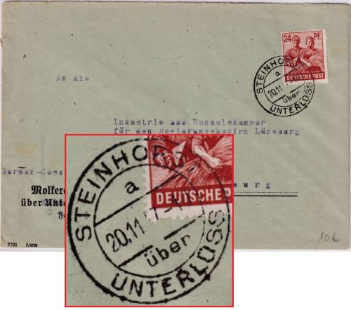 All.Bes. - Steinhorst ü. Unterlüss 1947 Poststelle I Brief n. Lüneburg