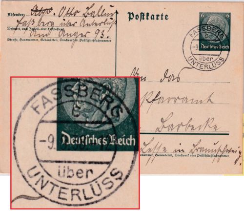 DR - Fassberg ü. Unterlüss 1938 Poststelle I Ganzsache n. Barbecke