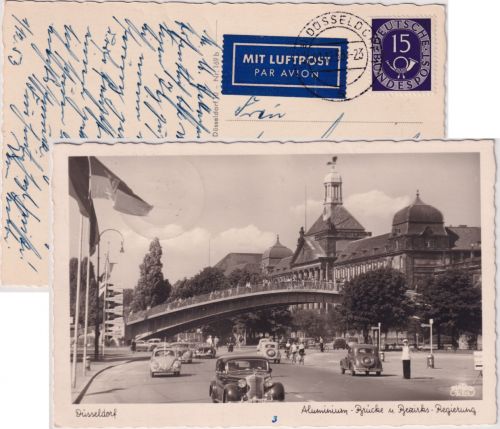 BRD - 15 Pfg. Posthorn Luftpostkarte Düsseldorf - Berlin 1953