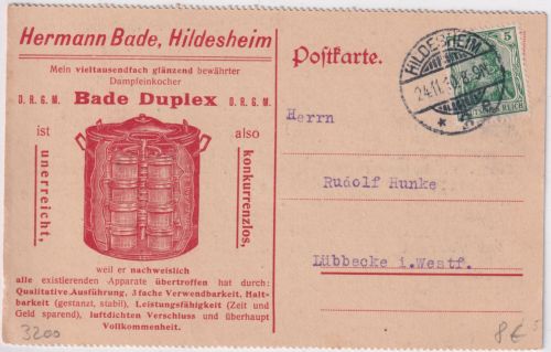 DR - Hildesheim 1910 illustr. Firmenwerbekarte n. Lübbecke