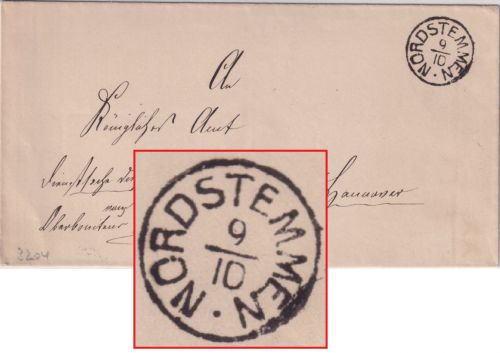 Hannover - Nordstemmen 9/10 kl. K1 Dienstbrief n. Hannover ca. 1870
