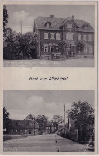 Niedersachsen - Allerbüttel Gasthaus Dorfstraße sw-Mehrbild-AK gelaufen ca. 1940