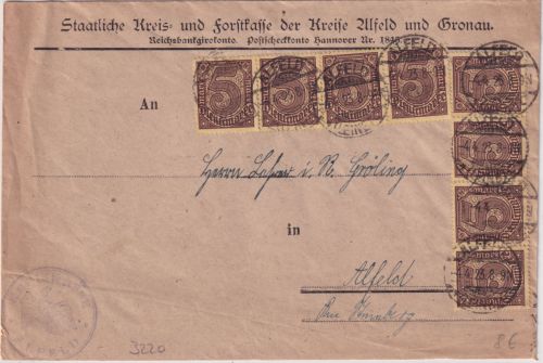 DR-Infla - 8x5 M. Ziffer Ortsdienstbrief Alfeld 4.4.23