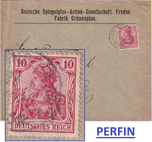 DR - 10 Pfg. Germania Perfin "DS" Firmenbrief Grünenplan - Zabern 1907