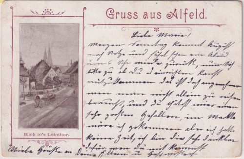 Niedersachsen - Alfeld "Blick ins Leinthor" sw-AK gelaufen 1898