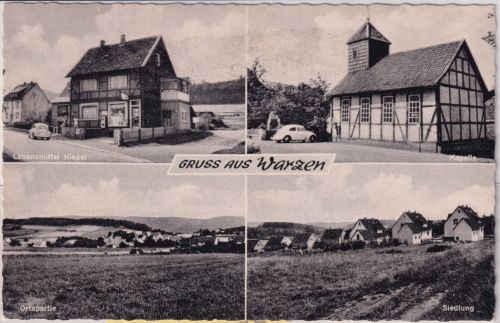 Niedersachsen - Warzen Lebensmittelgeschäft etc. sw-Mehrbild-Foto-AK ca. 1960