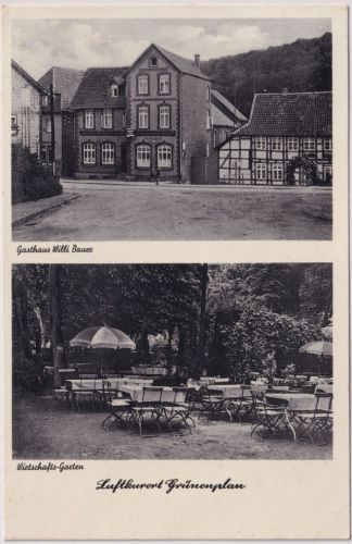 Niedersachsen - Grünenplan Gasthaus Willi Bauer sw-Mehrbild-Foto-AK ca. 1935