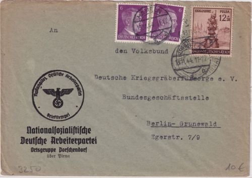 DR - 12 Pfg. 1200 J. Fulda u.a. Brief (Vordruck !) Hameln - Berlin 1944