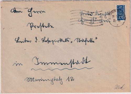 BRD - Kempten 1949 unfrankierter Brief (nur Notopfer) n. Immenstadt