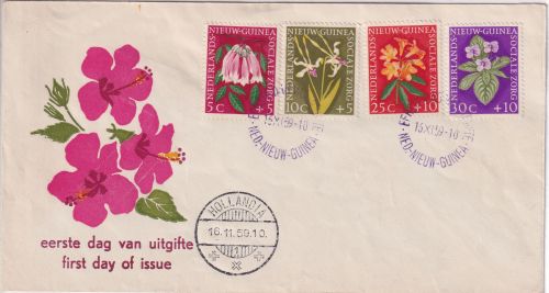 Niederl. Neuguinea - Siciale Zorg (Blumen) Schmuck-FDC Hollandia 16.11.1959