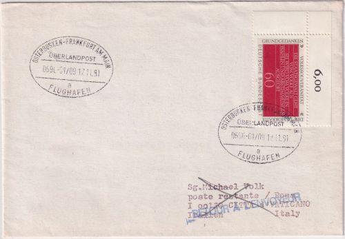 BRD - Überlandpost Osterburken Frankfurt a/M 0696-01/09 Brief n. ITALIEN 1981