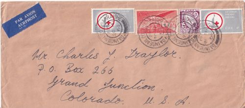 Irland - 1'3 Sh. Freimarke/Engel u.a. Luftpostbrief n. USA Daingean 1964