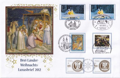 BRD/Österreich/Liechtenstein - Drei-Länder-Weihnachtsbrief 2012 teils Ersttag