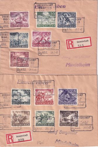 DR - Wehrmacht I Satz/2 Einschreibebriefe/FDC ! Immenstadt 21.3.43 Bahnpost !