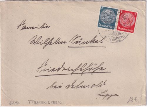 DR - Falkenstein ü. Königstein Poststelle I Handwerbestempel Brief 1939