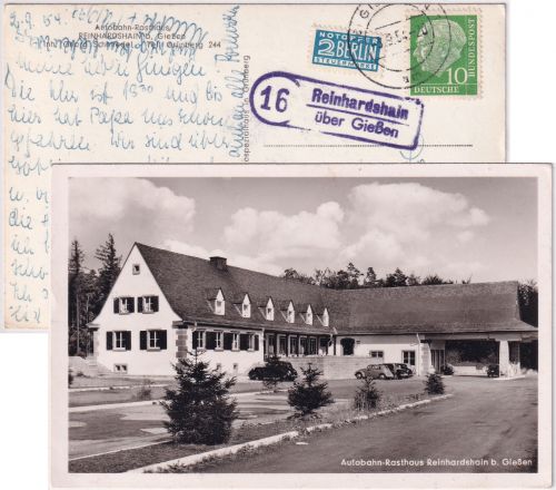 BRD - (16) Reinhardshain ü. Gießen Landpost-Ra2 AK Autobahn-Rsthaus n Husum 1954