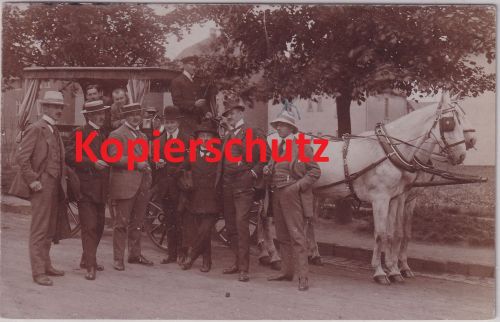 Hessen - Giessen 1914 Pferdekutsche Männergruppe (Tierärzte ?)
