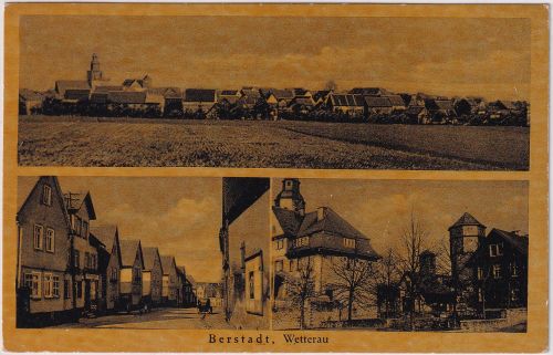 Hessen - Berstadt Wetterau Straßenansicht etc. sw-Mehrbild-AK gelaufen ca. 1935