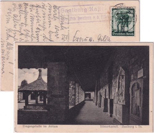 DR - Saalburg Kastell ü. Bad Homburg v.d.Höhe Landpost-Ra2 Karte n. Gauting 1938