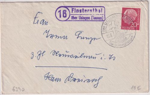 BRD - (16) Finsternthal ü. Usingen (Taunus) Landpost-Ra2 Brief 1958