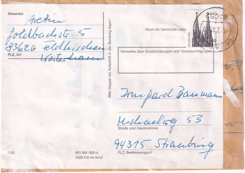 BRD - 440 Pfg./224 C. SWK Brief-Vds. >500g Bruckmühl - Straubing 2002
