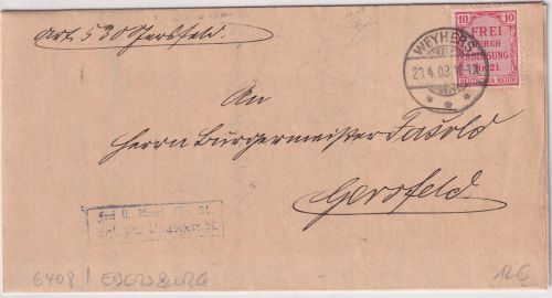 DR - 10 Pfg. FdA/Nr.21 Dienstbrief Weyhers - Gersfeld 1903 - mit Inhalt