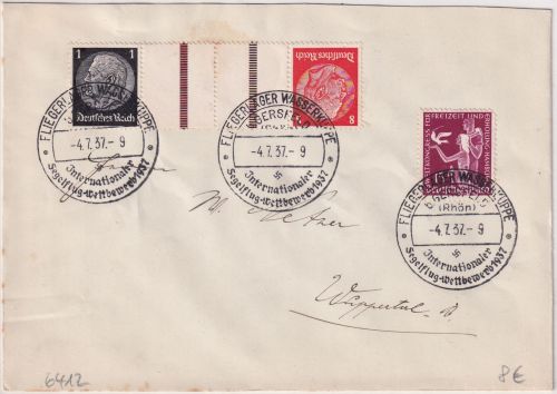 DR - Gersfeld Fliegerlager Wasserkuppe Int. Segelflug-Wettbewerb SST Brief 1937