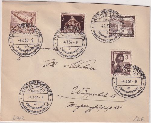 DR - Gersfeld Fliegerlager Wasserkuppe Int. Segelflug-Wettbewerb SST Brief 1937