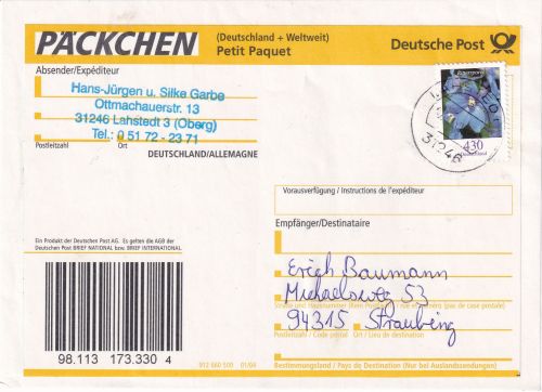 BRD - 430 C. Blumen/Rittersporn Päckchen-Vds. Lahstedt - Straubing