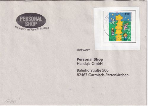 BRD - 110/Pfg/0,56€ Europa Ganzsachenausschnitt Brief Gelnhausen - Garmisch 2001